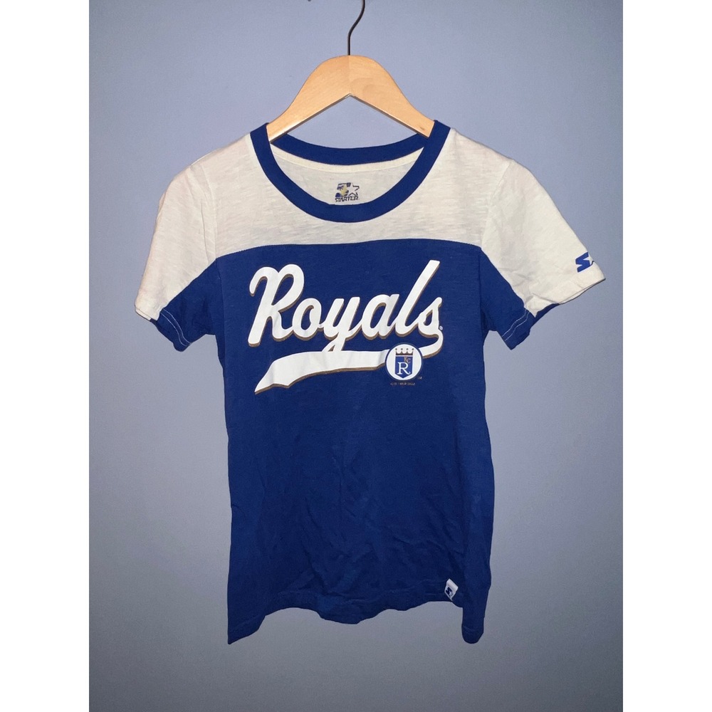Starter Kansas City Royals MLB Graphic T-Shirt Blue White Colorblock Womens M
